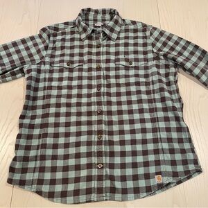 Carhartt Ladies’ Aqua and Gray Checked Flannel Shirt
